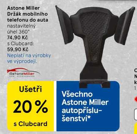 Astone Miller Držák mobilního telefonu do auta nastavitelný úhel 360°   