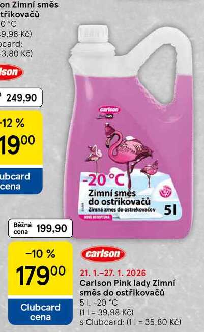Carlson Pink lady Zimní směs do ostřikovačů - 20 °C, 5 l 