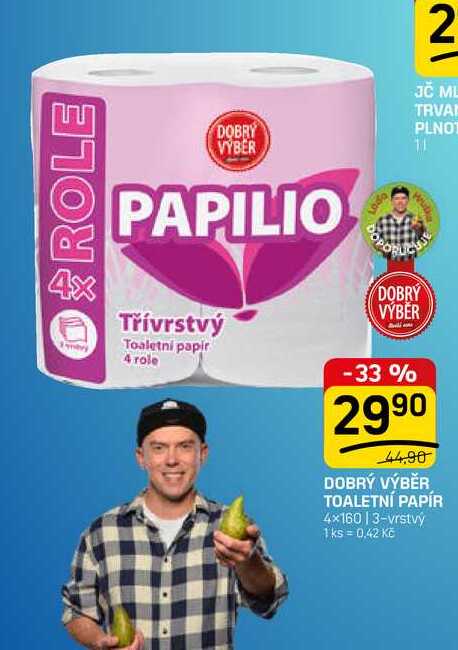DOBRÝ VÝBĚR TOALETNÍ PAPÍR 4x160 | 3-vrstvý