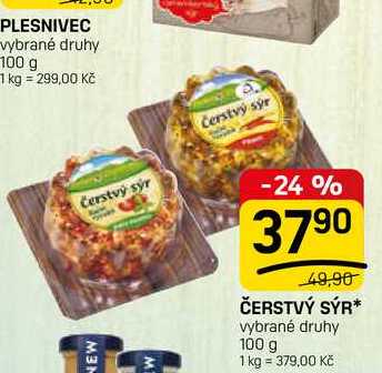 ČERSTVÝ SÝR vybrané druhy 100 g 