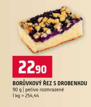 BORŮVKOVÝ ŘEZ S DROBENKOU 90 g pečivo rozmrazené 