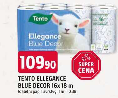 TENTO ELLEGANCE BLUE DECOR toaletní papír, 3vrstvý, 16 rolí 