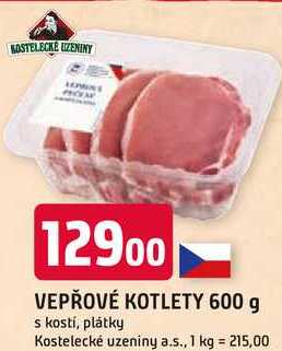 VEPŘOVÉ KOTLETY 600 g s kostí, plátky