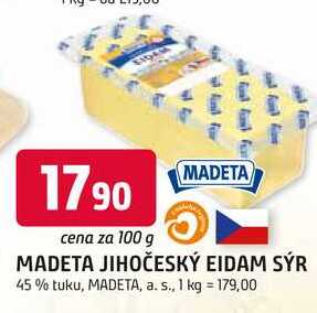 MADETA JIHOČESKÝ EIDAM SÝR 45% tuku, 100g