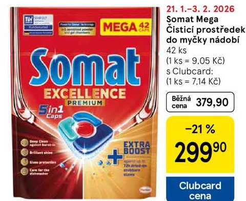 Somat Mega Čisticí prostředek do myčky nádobí, 42 ks  