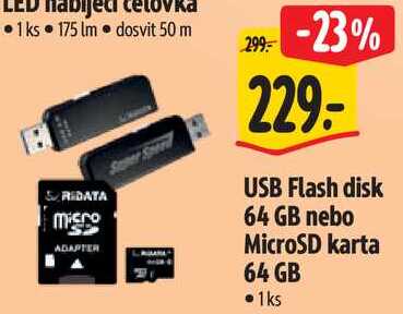 USB Flash disk 64 GB nebo MicroSD karta 64 GB 