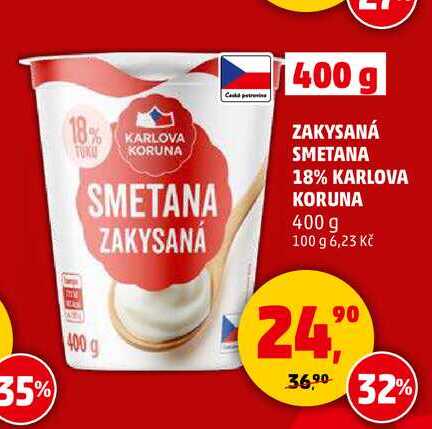ZAKYSANÁ SMETANA 18% KARLOVA KORUNA, 400 g 