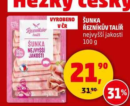 ŠUNKA ŘEZNÍKŮV TALÍŘ nejvyšší jakosti, 100 g 