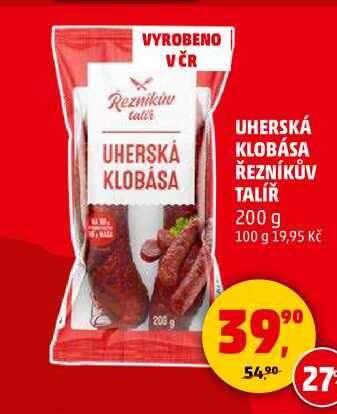 UHERSKÁ KLOBÁSA ŘEZNÍKŮV TALÍŘ, 200 g 