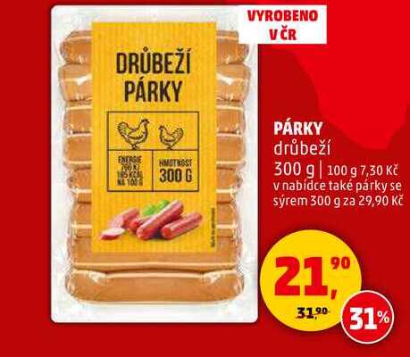 PÁRKY drůbeží, 300 g 