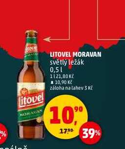 LITOVEL MORAVAN světlý ležák, 0,5 l v akci