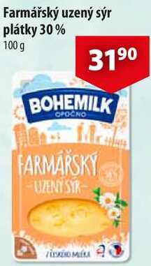 Farmářský uzený sýr plátky 30%, 100 g