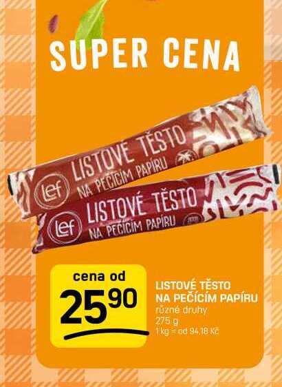 LISTOVÉ TĚSTO NA PEČÍCÍM PAPÍRU 275 g