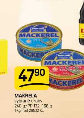 MAKRELA vybrané druhy 240 g/PP 132-168 g