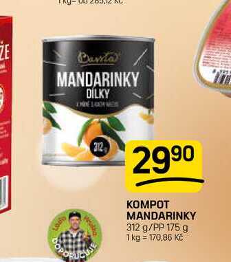 KOMPOT MANDARINKY 312 g/PP 175 g 