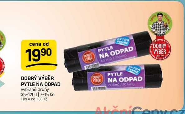DOBRÝ VÝBĚR PYTLE NA ODPAD vybrané druhy 35-120l