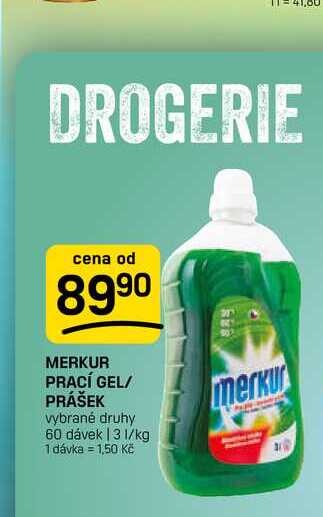 MERKUR PRACÍ GEL/ PRÁŠEK vybrané druhy 60 dávek