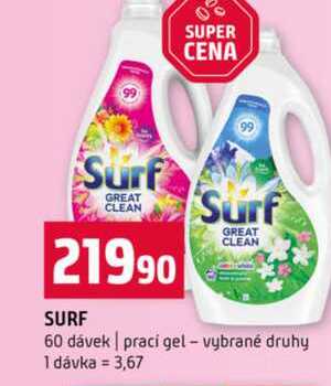 Surf 60 dávek prací gel vybrané druhy