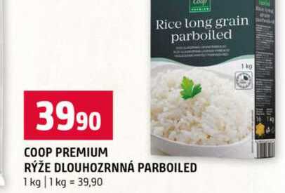 COOP PREMIUM RÝŽE DLOUHOZRNNÁ PARBOILED 1 kg 