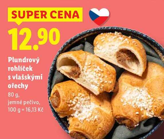 Plundrový rohlíček s vlašskými ořechy, 80 g