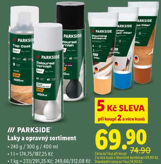 Laky a opravný sortiment, 240 g/300 g/400 ml 