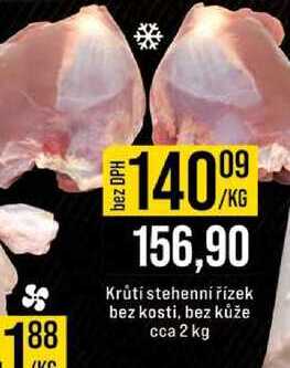 Krůtí stehenní řízek bez kosti, bez kůže cca 2 kg 1kg