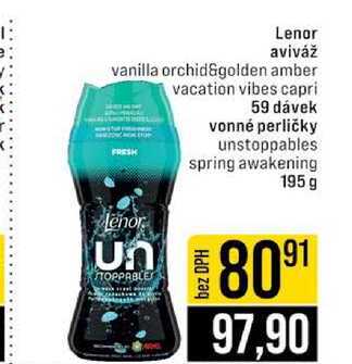 Lenor aviváž vanilla orchid&golden amber vacation vibes capri 59 dávek vonné perličky unstoppables spring awakening 195 g 