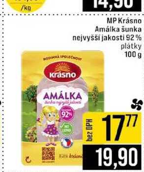 MP Krásno Amálka šunka nejvyšší jakosti 92% plátky 100 g
