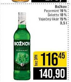 Božkov Peprmint 19% Griotte 18% Vaječný likér 15% 0,5l
