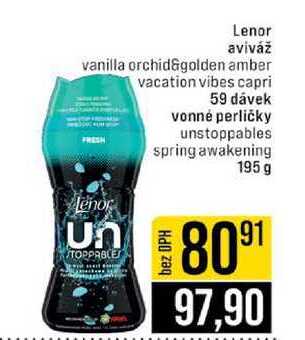 Lenor aviváž vanilla orchid&golden amber vacation vibes capri Lenor 59 dávek vonné perličky unstoppables spring awakening 195 g 