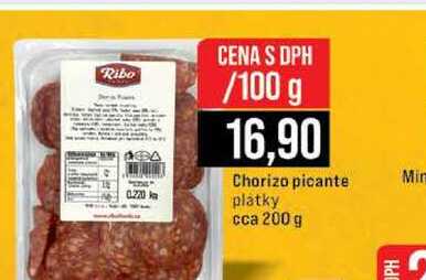 Chorizo picante platky cca 200 g 100g