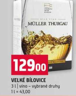 VELKÉ BÍLOVICE 3l vino vybrané druhy 