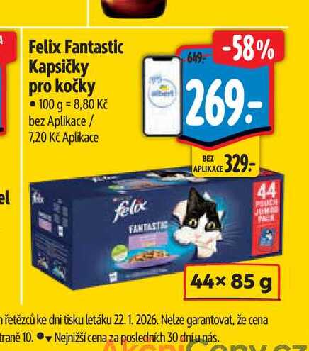 Felix Fantastic Kapsičky pro kočky  44x85 g