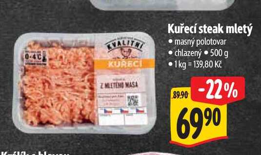Kuřecí steak mletý 500 g