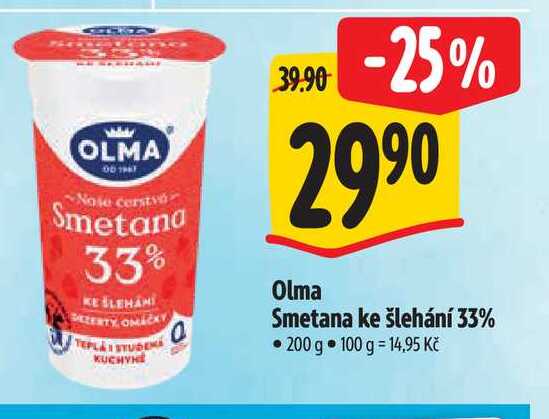 Olma Smetana ke šlehání 33% 200 g