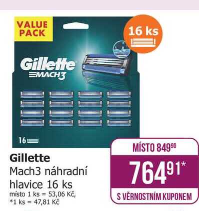 Gillette Mach3 náhradní hlavice 16 ks 