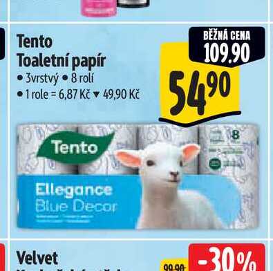 Tento Toaletní papír  3vrstvý  8 rolí 