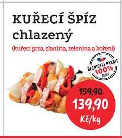 KUŘECÍ ŠPÍZ chlazený (kuřecí prsa, slanina, zelenina a koření) 1kg 