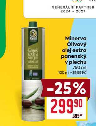 Minerva Olivový olej extra panenský v plechu 750 ml 