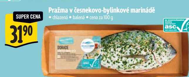 Pražma v česnekovo-bylinkové marinádě, cena za 100 g