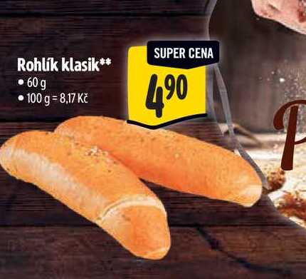 Rohlík klasik, 60 g