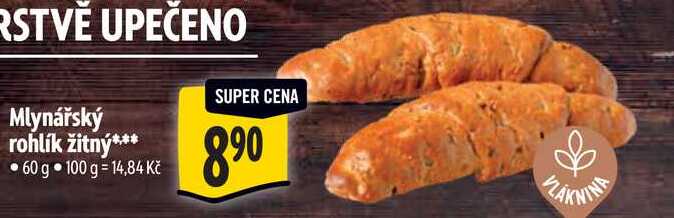 Mlynářský rohlík žitný, 60 g