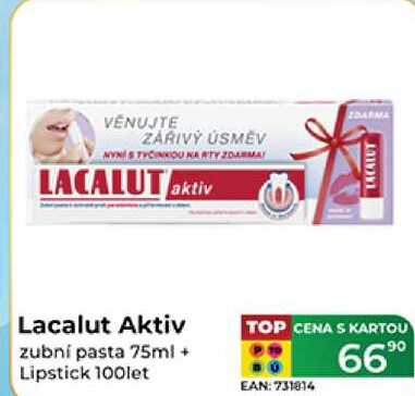 Lacalut Aktiv zubní pasta 75ml + Lipstick 100let  