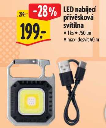 LED nabíjecí přívěsková svítilna 