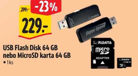 USB Flash Disk 64 GB nebo MicroSD karta 64 GB