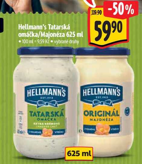 Hellmann's Tatarská omáčka/Majonéza, 625 ml