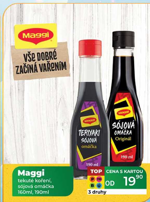 Maggi tekuté koření, sójová omáčka 160ml, 190ml  