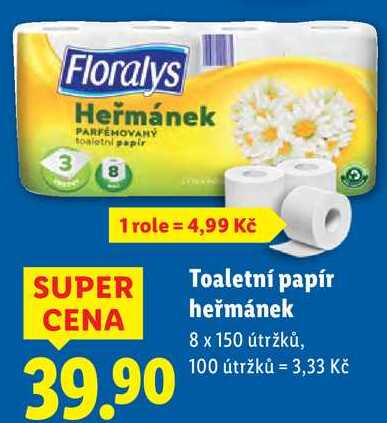 Toaletní papír heřmánek, 8x 150 útržků