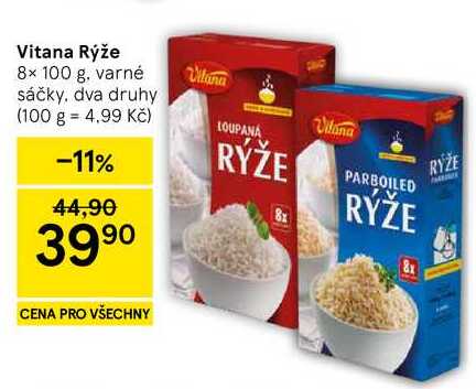 Vitana Rýže, 8× 100 g. varné sáčky, dva druhy
