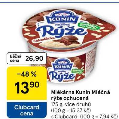 Mlékárna Kunín Mléčná rýže ochucená, 175 g